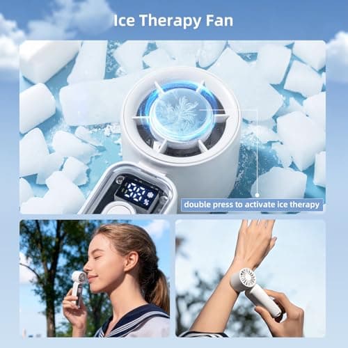 SahCognitual Handheld Fan,Portable Handheld Fan with Ice Cooler,Hand Fan USB Rechargeable,Mini Turbo Hand/Desk Fan,Ultra-Light Pocket Fan for Travel,Summer,Holiday Essentials for Women(White) — view 4