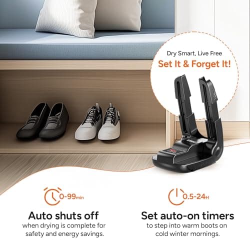 Renogy Boot Dryer Shoe Dryer, Glove Dryer & Boot Warmer with Heat Blower, Portable Adjustable Rack and Timer, Folding Design & Quick Drying for Shoes, Gloves, Hats, Socks, Ski Boots — view 4