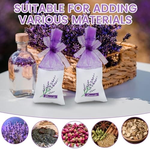 100Pcs Lavender Bags Empty, Purple Drawstring Lavender Bags for Wardrobes — view 5