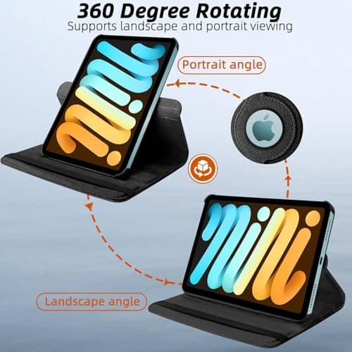 World biz Rotating Case for iPad mini (A17 Pro, 2024 Model, 7th Generation) / mini 6 (2021 Model, 6th Generation), 360 Degree Rotating Leather Protective Stand Cover, Auto Wake Sleep (Gold) — view 4