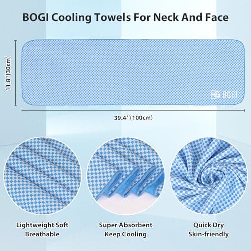 BOGI Cooling Towel, Cooling Towels for Neck(100x30 cm) Ice Towel Cooling Towel, Soft Breathable Sweat Towel for men & women,Stay Cool for Yoga, Sport, Gym, Workout, Camping & More Activities | Blue — view 2