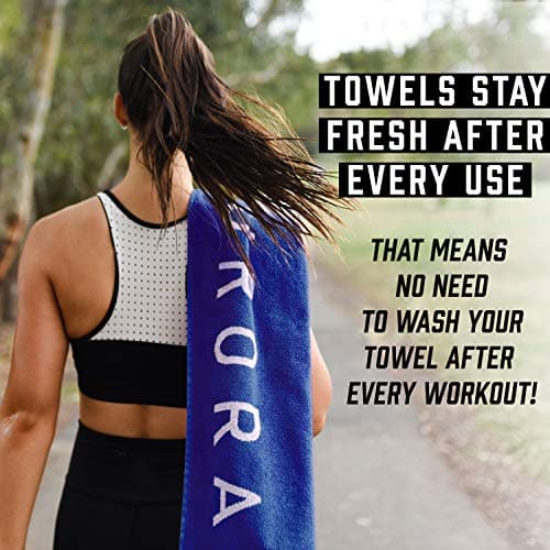 Luxury Organic Cotton Gym Towel - Soft, Absorbent, Silver Infused - 31.5 X 15.75 inch - Yoga & Workout Towel for Men & Women (Blue) — view 5