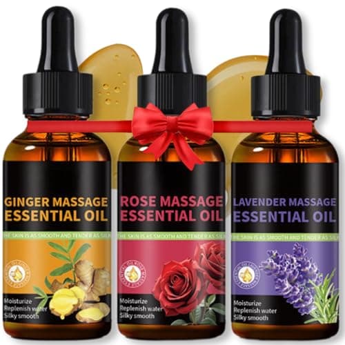 3PCS Massage Oil Set, Ginger, Rose, Lavender & Eucalyptus, 3 x 30ml