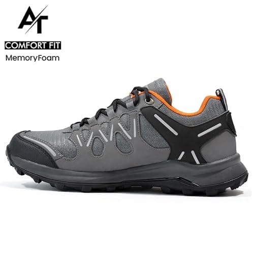 MENS MEMORY FOAM HIKING WALKING BOOTS ANKLE WINTER TREKKING TRAIL TRAINERS SHOES SIZE (GREY, UK Footwear Size System, Adult, Men, Numeric, Medium, 9) — view 6