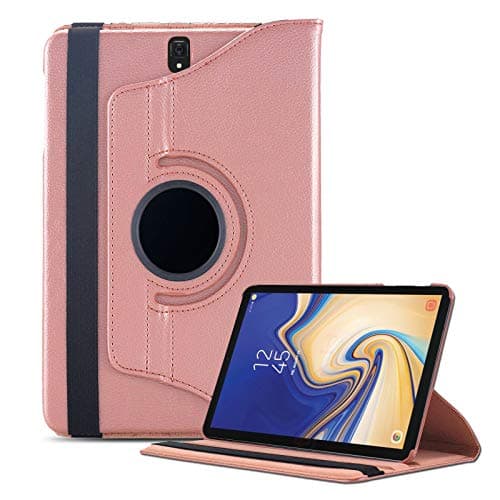 Samsung Galaxy Tab S4 10.5 Case, Leather 360 Degree Rotating Smart Stand Folding Folio Case Cover for Samsung Galaxy Tab S4 10.5 inch SM T830 (Wi-Fi)/ T835 (4G LTE) (Rose Gold)