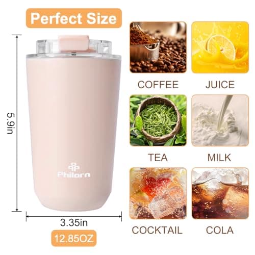 Philorn Pink Coffee Tumbler - 12 OZ Insulated Coffee Mug — view 3