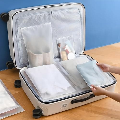 Reusable Zip Lock Bags 34pcs - 5 Size Plastic Travel Organiser Pouches, Frosted Waterproof Storage for Clothes, Shoes, Cosmetics, Suitcase - No Holes Hospital Bag — view 6