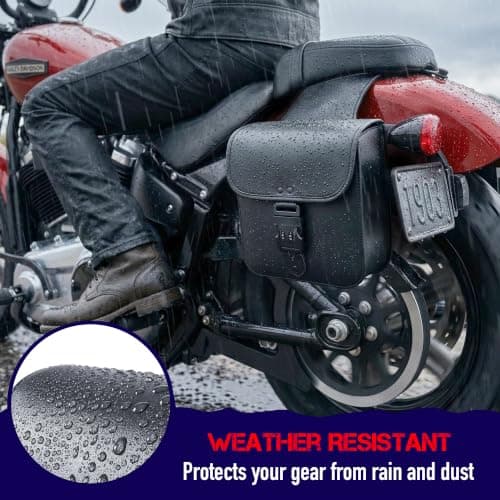 Nomad Leather Motorcycle Saddlebags Quick-Easy Universal Fit Throw Over Saddle Bags Cruiser Biker Side Bags (Black) — view 5