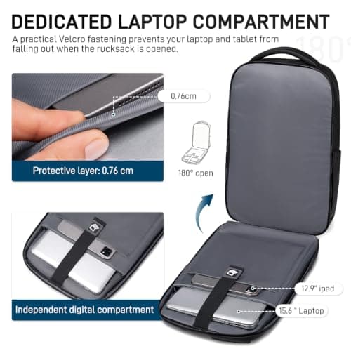 FENRUIEN 15.6 Inch Business Laptop Backpack Expandable 20-29L for Men Women — view 5
