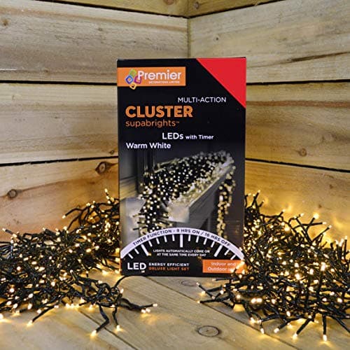 Premier Decorations 480 Multi Action Indoor & Outdoor Christmas Cluster LED Lights with Timer - Warm White — view 3