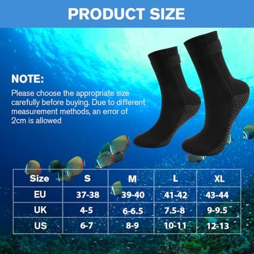 flintronic 3mm Neoprene Socks, Wetsuit Socks Diving Socks with Velcro, Anti-slip Swimming Socks Fin Socks For Women Men, Thermal Water Socks for Snorkeling Surfing Sailing Snorkeling Kayaking（L — view 3