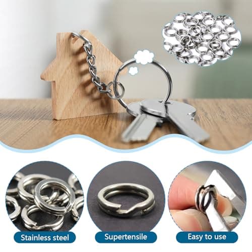 TOAOB 30pcs Flat Split Jump Rings 6mm Small Keyring Loops Stainless Steel Key Chain Rings for Fishing Hooks Keys Connector Craft Making — view 3