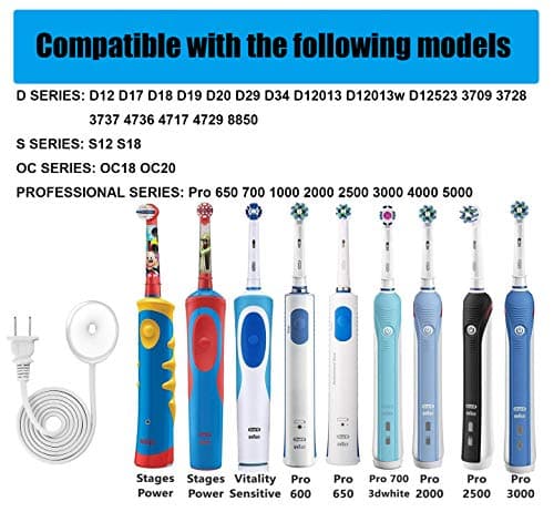 Electric Toothbrush Replacement Charger Base Compatible with Oral B iO3 iO4 iO5 iO6 PRO/DB Series Inductive Charging Base Portable Waterproof Power Cord Environmental ABS Model 3757 for Travel — view 3