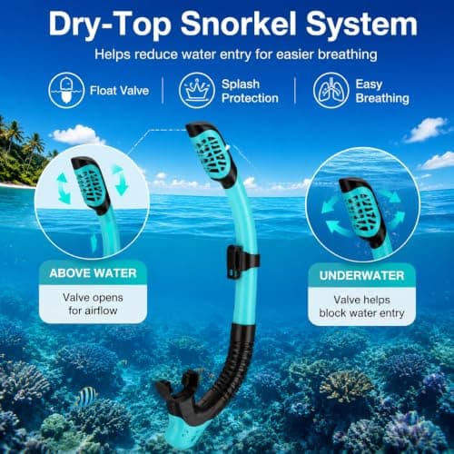 Adult Snorkelling Set with Dry Top Snorkel, Anti-Fog Tempered Glass Mask — view 4