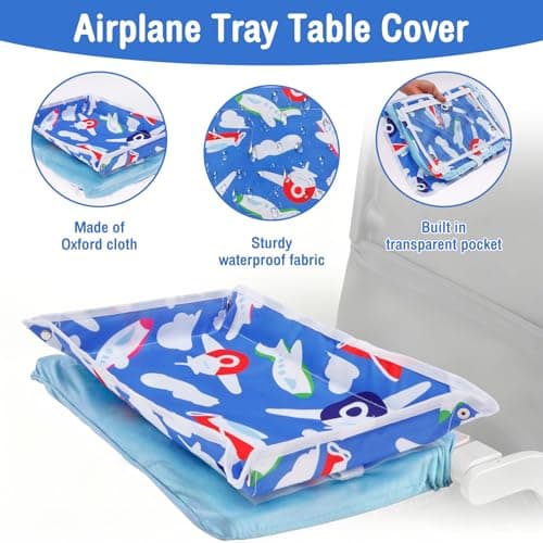 Bpyhebe Airplane Tray Cover Kids, Car Seat Tray with Transparent Tablet Pocket for Kids Travel, Toddler Airplane Travel Essentials(Airplane) — view 3