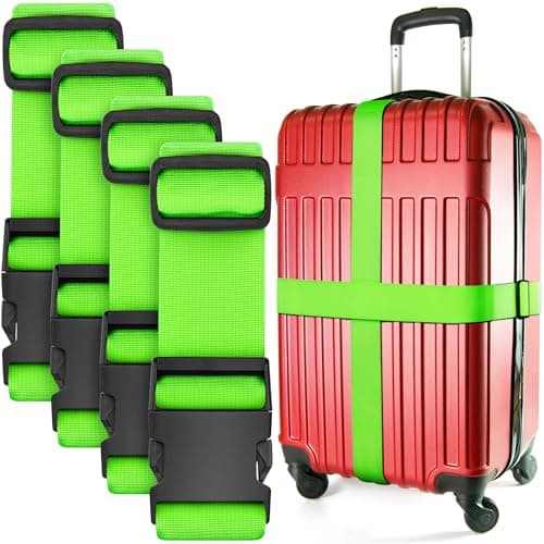 Luggage Straps for Suitcase - Neon Green, 1.9m x 5cm, 20 Pack - Strap for Suitcases - TSA Approved by BlueCosto