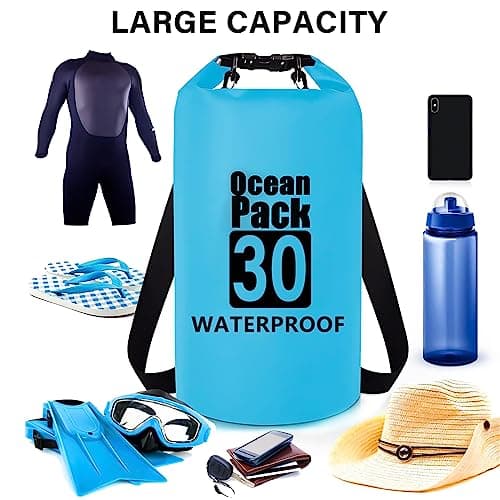 Invool Dry Bag, 5L/10L/20L/30L Waterproof Dry Bag, Dry Sack with Adjustable Shoulder Strap for Hiking, Swimming, Rafting, Surfing, Cycling, Camping, Fishing — view 5