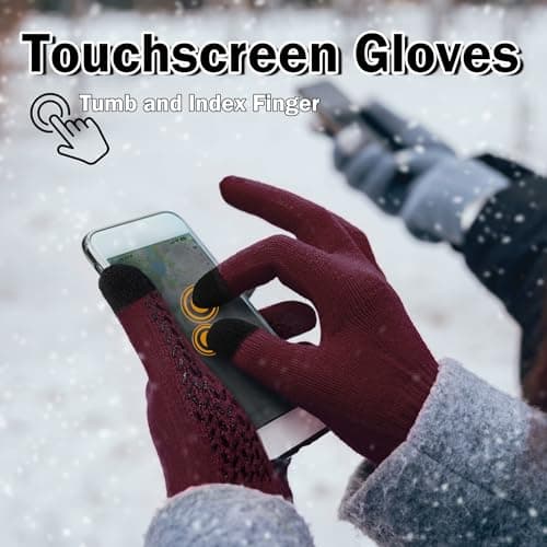 ineepor Alpaca Wool Winter Thermal Gloves for Men Womens Touch Screen Grip — view 3