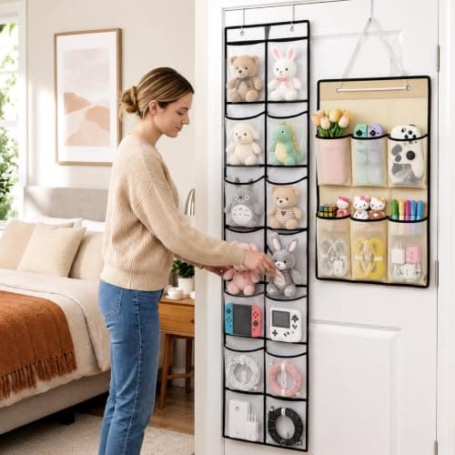 WORUIB Two-Pack Hanging Shower Caddy, Vertical Storage Solution for Compact Living Spaces,Over Door Storage Bags with Mesh Pockets for Bathroom Bedroom Kitchen Office Organisation — view 5