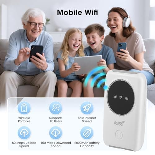 Portable Wifi Router,4G Portable WiFi Hotspot & Travel Router - Mobile MiFi Device with SIM Card Slot, Long Battery for Wireless Internet up to 10 Users,for Mobile Broadband Devices — view 3