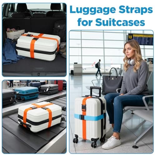 12 Pack Luggage Straps for Suitcase Belts Straps Wide Adjustable Heavy Duty Packing Strap cincha Travel Belt Bag Closure Belts for Luggage Accessories for Business Traveling Packing (Multicolor) — view 4