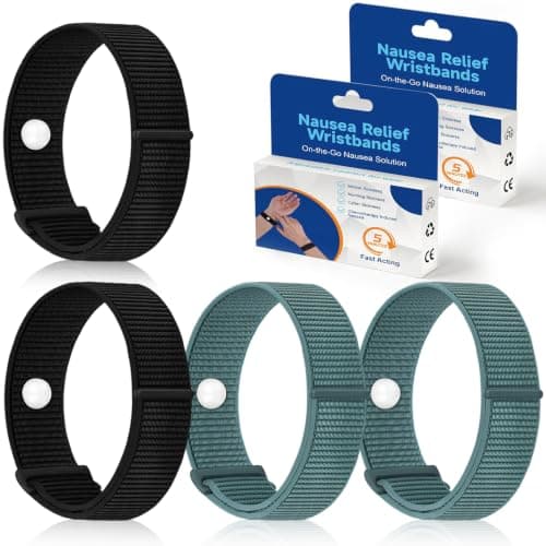 2 Pair Nylon Travel Sickness Bands for Motion & Morning Sickness Adult Kid
