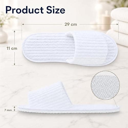 Defresit 6 Pairs Disposable Open Toe Spa Slippers Flat Washable Foldable — view 3