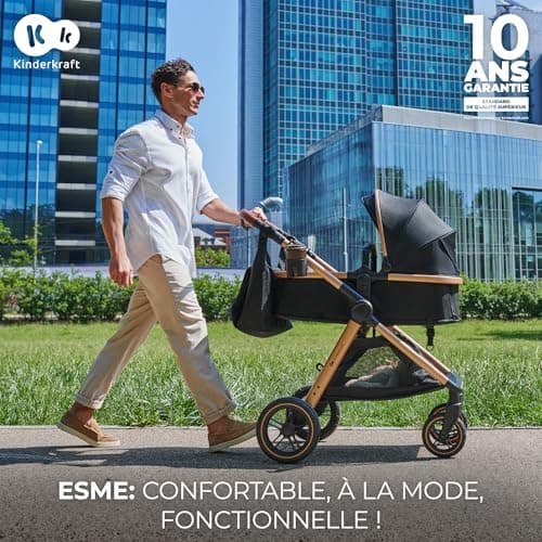 Kinderkraft ESME 3-in-1 Travel System with Mink PRO I-Size Car Seat, Grey — view 2