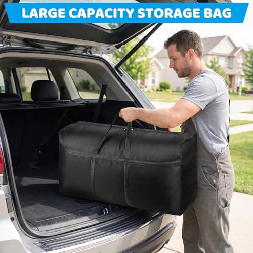 Large Storage Bags with Zips - 4Pack 150L 600D Oxford Heavy Duty Moving Bags, Waterproof Clothes Storage Bag for Duvet Bedding Laundry Xmas, Packing Bags for Loft Underbed Moving House, 100x48x25cm — view 3