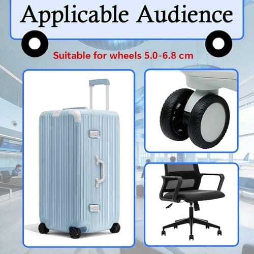 8 Pcs Suitcase Wheels Replacement Protectors, Anti-Noise Luggage Wheels Covers for Suitcases, Silicone Protective Covers for 2-2.4'' Spinner Wheels, for Medium Suitcases (Black) — view 5