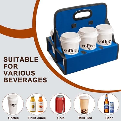 AKAYOK 6-Cup Reusable Foldable Drink Carrier with Handle –Spill-Proof Black Drink Caddy for Delivery, Office & Catering –Sturdy Beverage Organizer with Individual Compartments for Car, Travel & Events — view 3