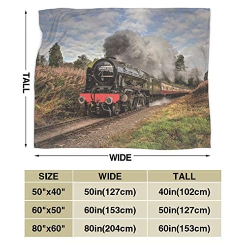 ujmki Throw Blanket, Cozy Fleece Blanket, Warm Super Soft Comfort Caring Gift for Children and Adult, 152cm x 127cm, Funny Steam Train — view 3