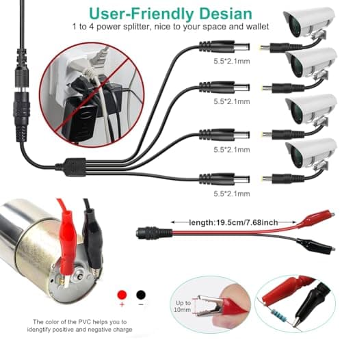 Universal Power Supply 3V~24V 3A 72W Adjustable Variable 3V 5V 9V 12V 18V 20V 24V AC/DC Adapter Charger, 100V-240V AC to DC Converter with 14 Tips, Polarity Converter and 4-Way Power Splitter Cable — view 5