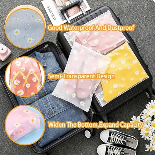 15Pcs Travel Shoe Bags,3 Sizes Reusable Waterproof Dustproof Drawstring Storage Bag Plastic Portable Luggage Organizer Bag for Cloth Shoe Underwear Travel Drawstring Shoe Bags for Men Women — view 6