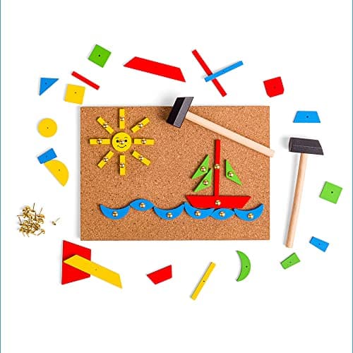 Bigjigs Toys Pin-a-Shape Set, 229-Piece Tap Art Kit with Cork Board — view 3