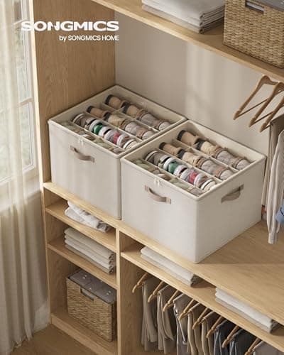 SONGMICS Shoe Organisers, 2 Pack, 16 Pairs, Stackable, Cappuccino Beige — view 2
