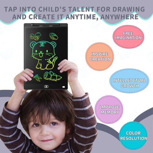 Toy Genialba 10 inch LCD Writing Tablet Colorful Screen Drawing Board for 2-6 Year Old Boys and Girls, Learning Educational Gifts for Birthday and Christmas (Black) — view 5