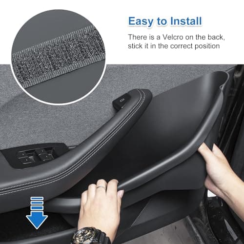 KUNIST 4PCS Door Protector for Tesla Model 3 2025 Accessories Upgraded Soft Silicone Door Organizer Door Slot Pockets Door Side Storage Box for Tesla Model 3 Highland 2024-2025, Black — view 6