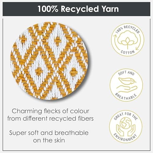 Emma Barclay Casablanca - Scandi Woven Recycled Cotton Chair Sofa Setee Bed Throw Over Blanket in Ochre - 50x60 (127x152cm) — view 4