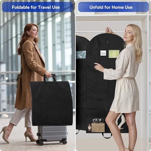 Suit bags for Travel, Dress Bag, Garment Bags for Hanging Clothes, Clothes Covers Protector Bags for Shirts, Coats, Dresses, Cosplay (Black, 2 Pack 60 Inches) — view 6