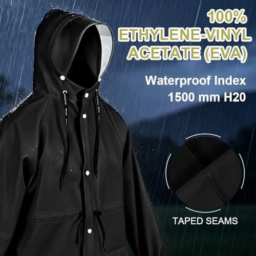 AUYAO Women Long Raincoats Waterproof Rain Coats Lightweight Rain Jackets LadiesQuick Dry Hooded Raincoat with Adjustable Drawstring Reusable Rainsuit Rain Poncho with Carry Bag for Camping Hiking-XL — view 5