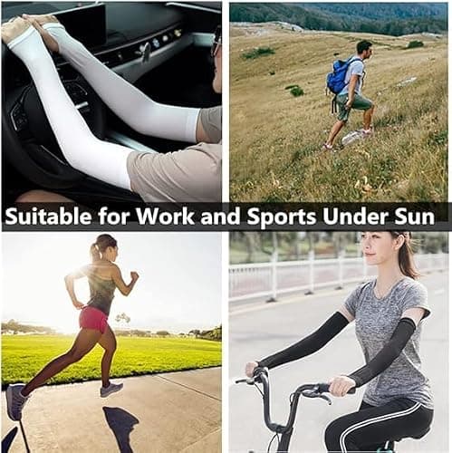 Lookka Arm Sleeves UV Protection,Cooling Arm Sleeves for Women and Men, Sun UV Protection Breathable Arm Sleeves, Compression Outdoor Sports Sleeves to Cover for Cycling Hiking(White — view 5