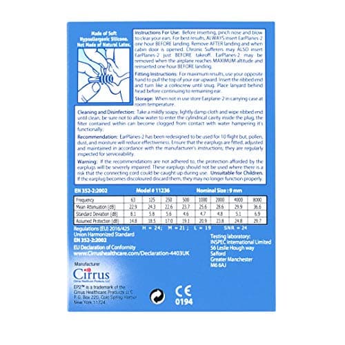 EarPlanes EP2 Ultra-Reusable Earplugs, Airplane Pressure Prevention Earplugs for Adults (1 Pairs) (Pack of 2) — view 2