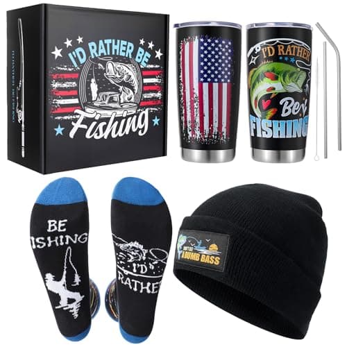 Meng Jiaran Fishing Gifts Set for Men Funny Mens Socks Hat Mug Gift Box