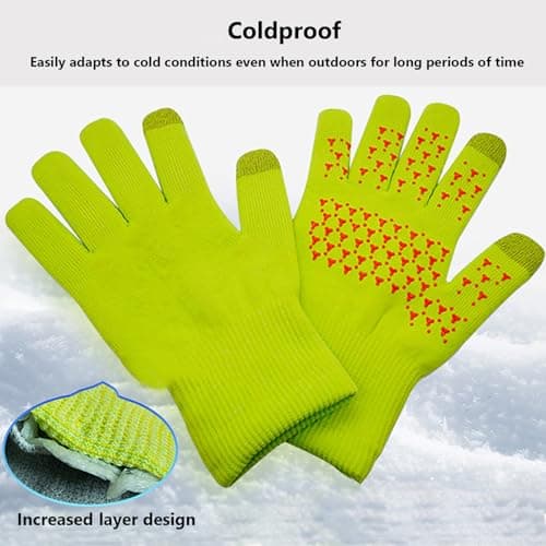 Touchscreens Ski Gloves, Warm Snowboarding Gloves, Yellow — view 5