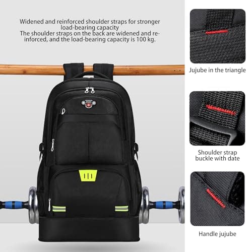 Dafape Men Women Hiking Backpack, 65L Travel Camping Daypack Backpacking Backpack for Gym Workout Outdoor Cycling Sport Large (Black) — view 4