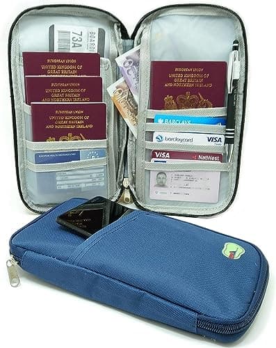 LND Gifts Passport Holder Travel Wallet - Family Passport Document Organizer, Navy Holiday Accessories - Family Travel Holder for 4 People, Holiday Gifts Essential for Travelling — view 2