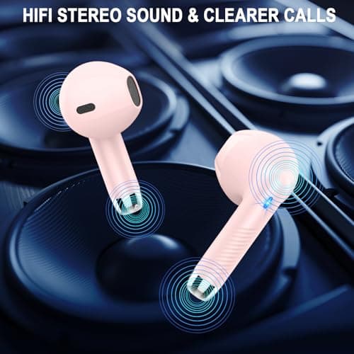 Wireless Earbuds, Bluetooth 5.4 Headphones in Ear with 4 ENC Noise Cancelling Mic, Bluetooth Earbuds 40H Playtime, HiFi Stereo Deep Bass Wireless Earphones IP7 Waterproof, USB-C Fast Charge Light Pink — view 2