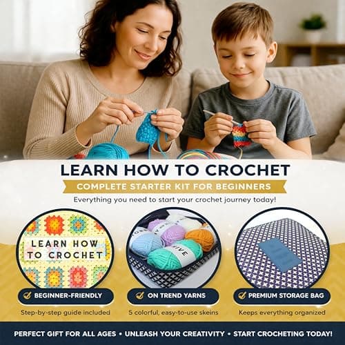 hobby hive Crochet Kits for Beginners Adults 60PCS Starter Set Includes Instructions, Ergonomic Crochet Hooks Set, Knitting Accessories, Yarn & Storage Case — view 6