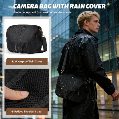 RAINSMORE Camera Bag, Small Camera Case for DSLR/SLR/Mirrorless — view 5